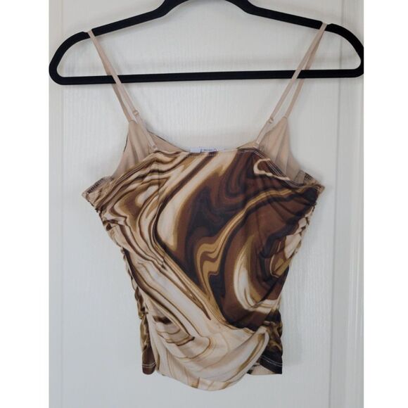 Just Polly Brown Swirl Marble Bustier Crop Tank Top - Picture 2 of 3